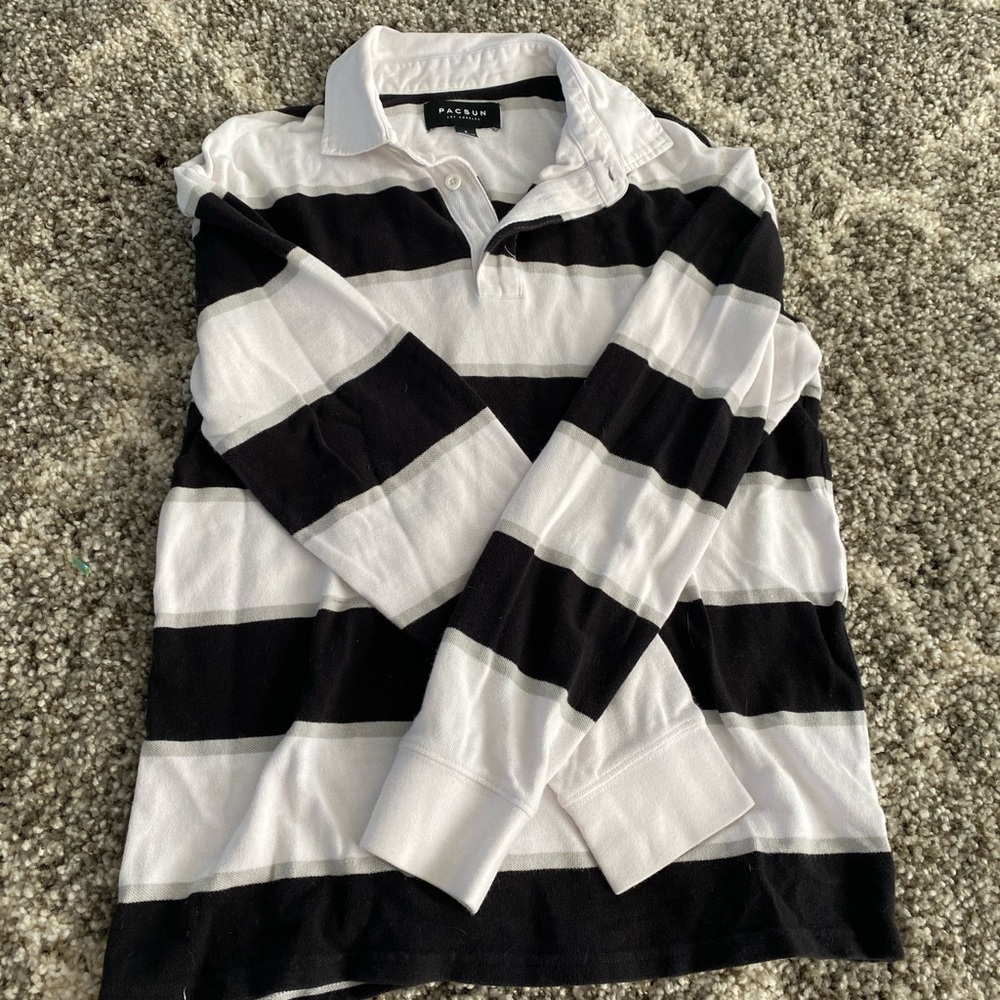 men’s striped collared long sleeve